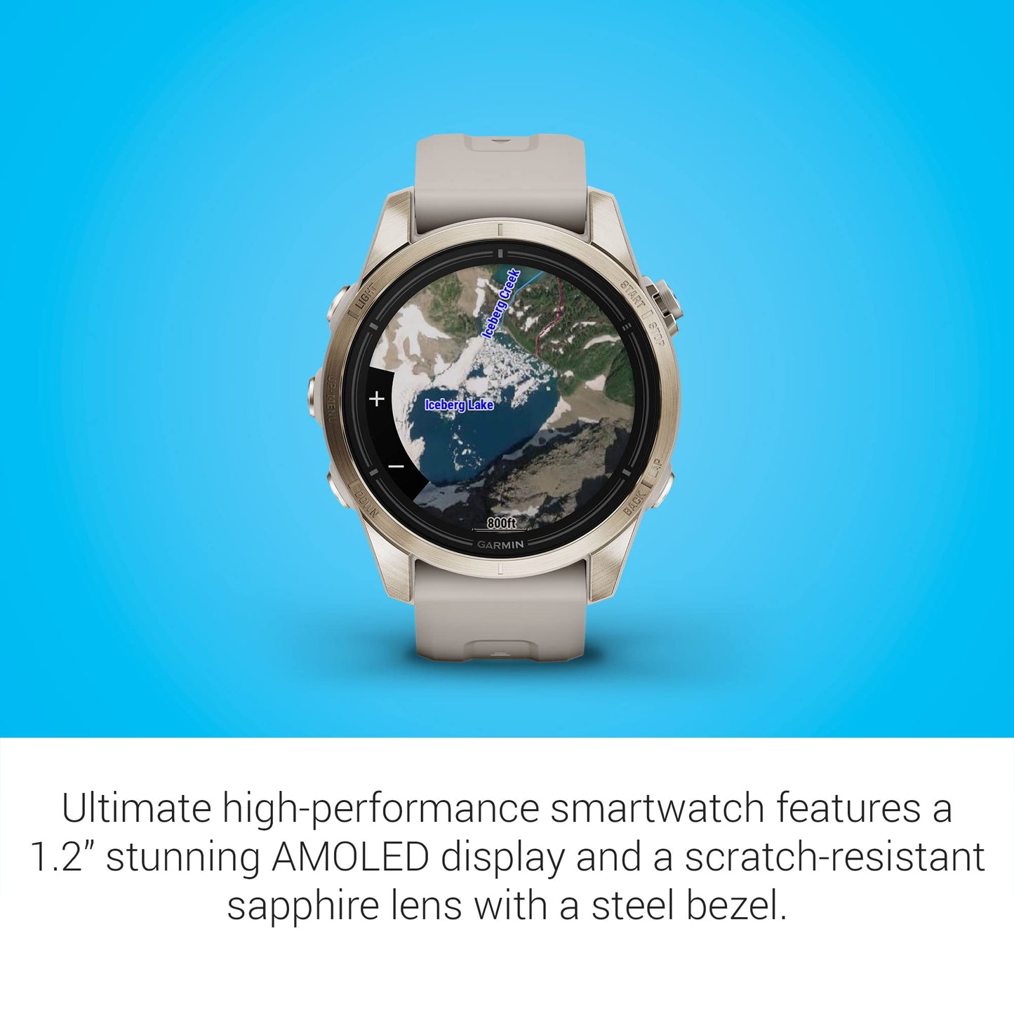 Garmin epix Pro (Gen 2) Sapphire Edition, 42mm, High Performance Smartwatch, Advanced Training Technology, Built-in Flashlight, Light Sand