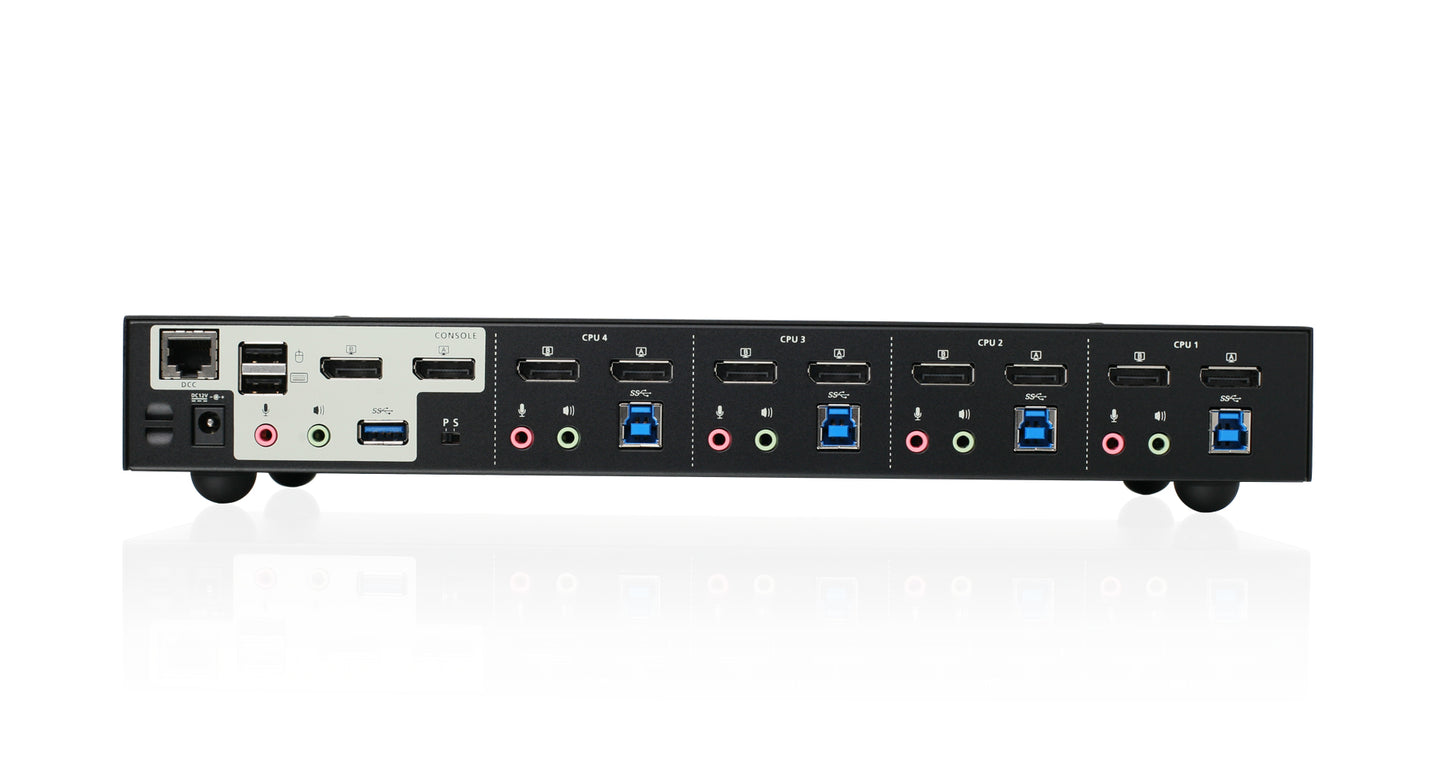 IOGEAR 4-Port 4K Dual View DisplayPort KVMP with USB 3.0 Hub and Audio