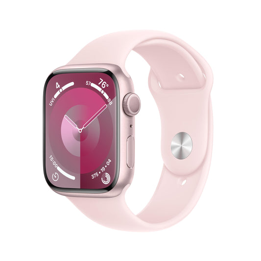 Apple Watch Series 9 GPS 45mm Pink Aluminum Case with Light Pink Sport Band - S/M (2023)