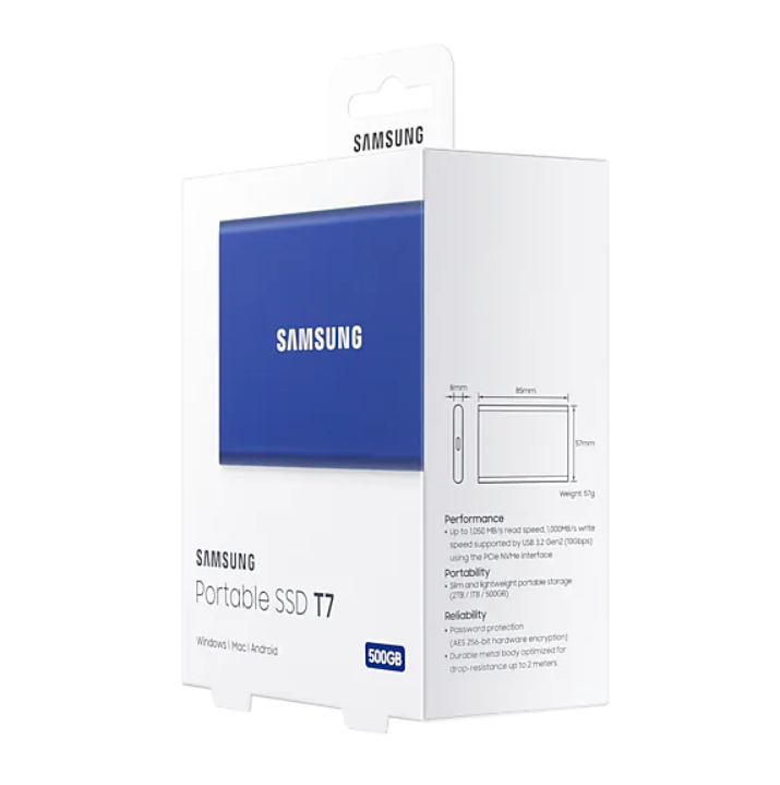 Samsung T7 2TB Portable SSD - MU-PC2T0H/AM - USB 3.2 - Blue