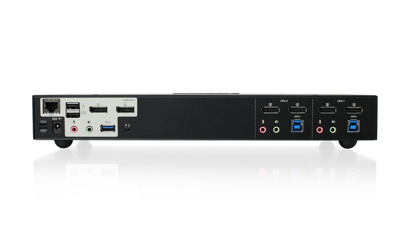 IOGEAR 2-Port 4K Dual View DisplayPort KVMP with USB 3.0 Hub and Audio