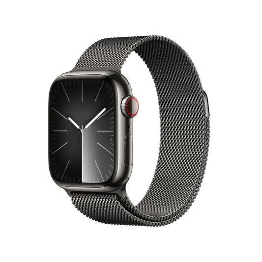 Apple Watch Series 9 GPS + Cellular 41mm Graphite Stainless Steel Case with Graphite Milanese Loop (2023)