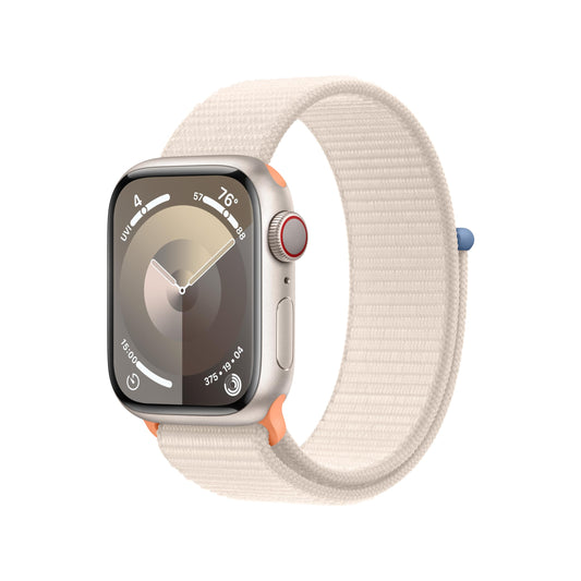 Apple Watch Series 9 GPS + Cellular 41mm Starlight Aluminum Case with Starlight Sport Loop (2023)