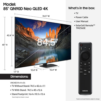 Samsung 85-in QN90D Neo QLED 4K Smart TV - QN85QN90DAFXZA (2024)