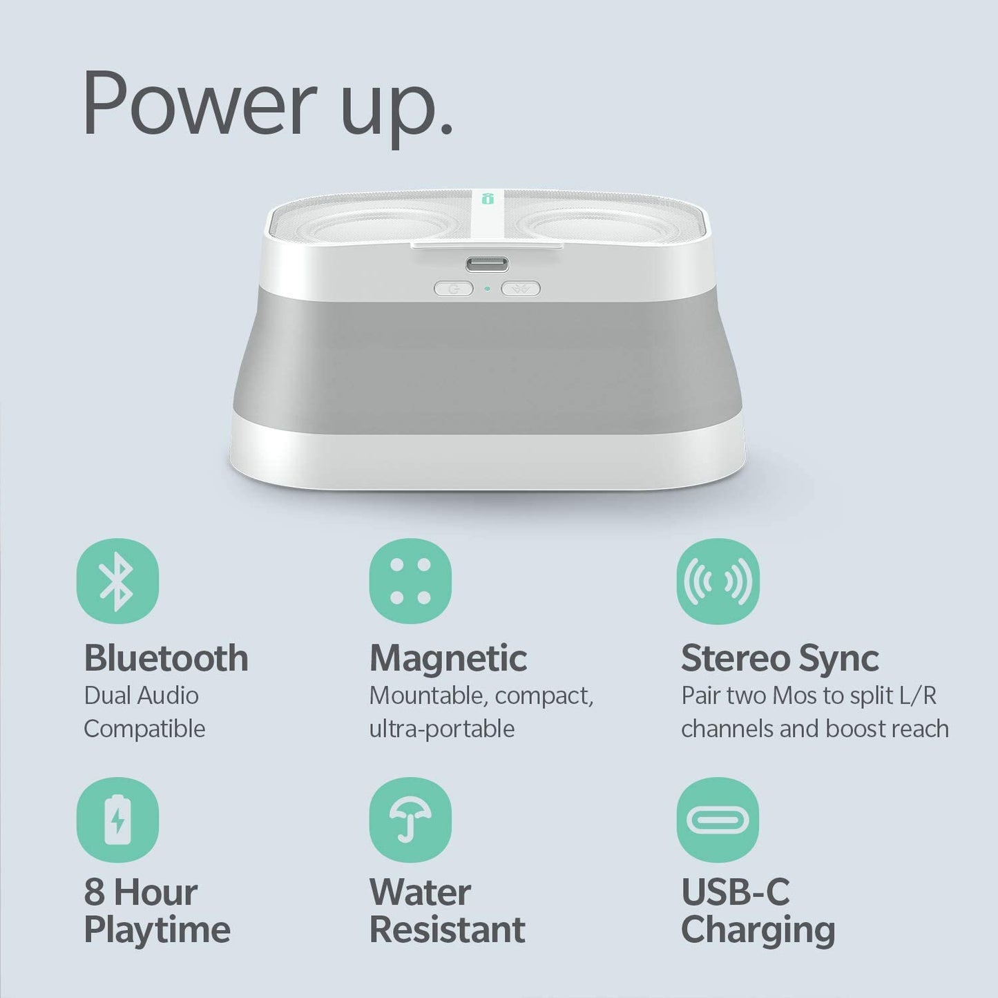 POW Mo Collapsible Magnetic 10W Bluetooth Speaker - Snow