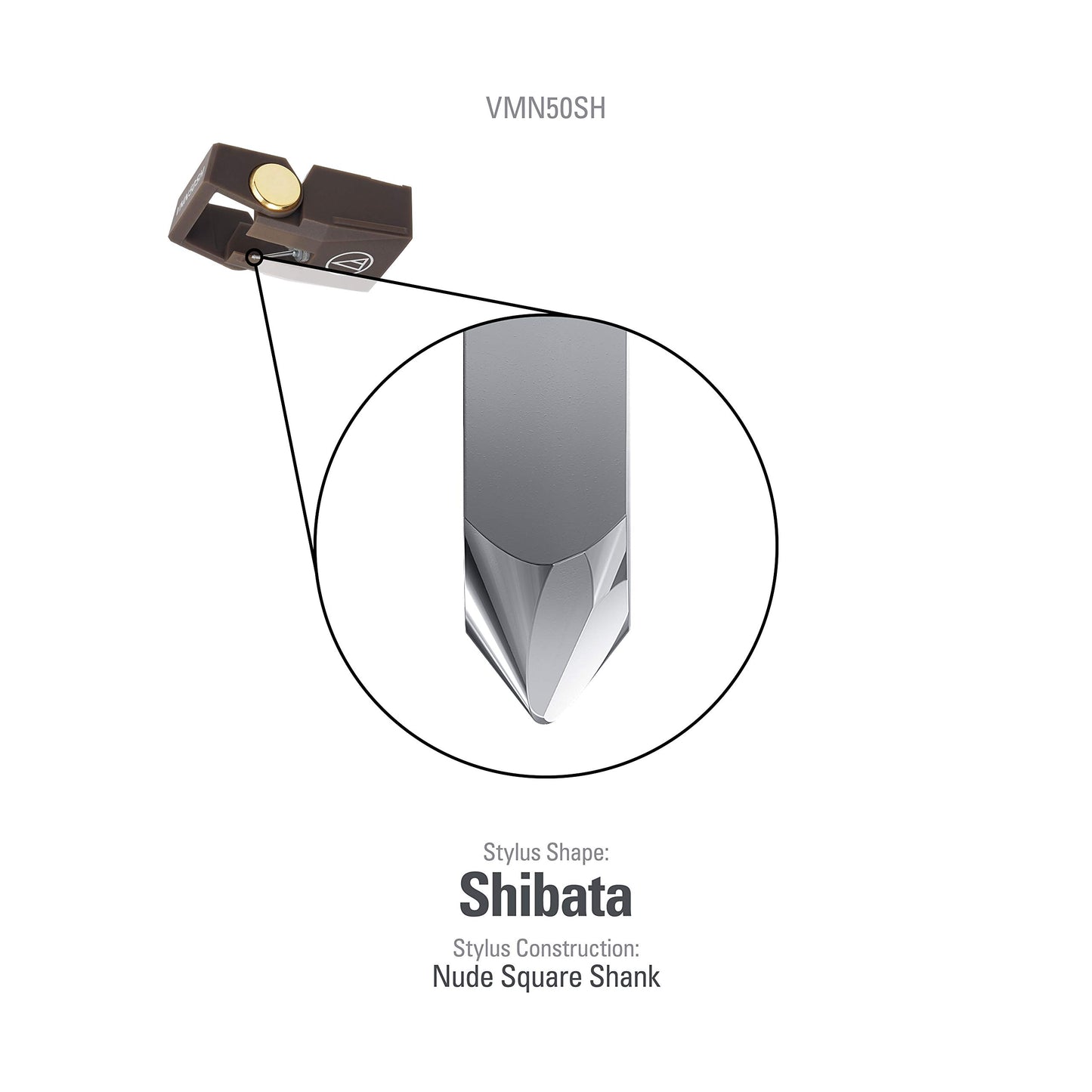 Audio-Technica VMN50SH Shibata Nude Replacement Turntable Stylus Black