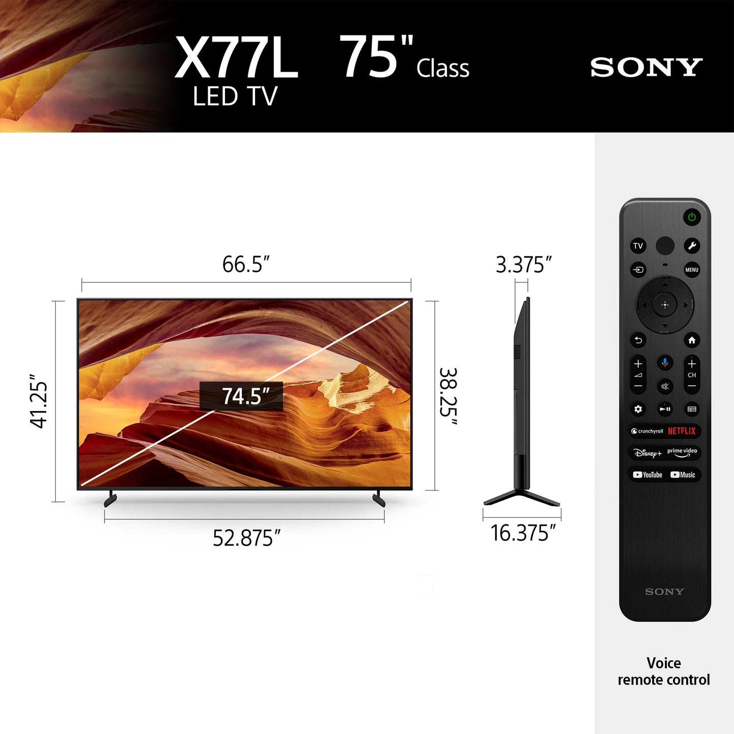 Sony KD75X77L 75-in 4K Ultra HD TV X77L LED Smart TV (2023)