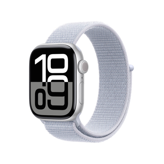 (Open Box) Apple Watch Series 10 GPS 42mm Silver Aluminum Case with Blue Cloud Sport Loop - MWWD3LW/A (2024)