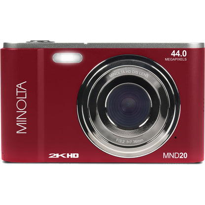 Minolta MND20 44 MP / 2.7K Quad HD Digital Camera (Red)