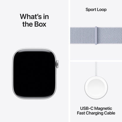 Apple Watch Series 10 GPS 46mm Silver Aluminum Case with Blue Cloud Sport Loop - MWWN3LW/A (2024)