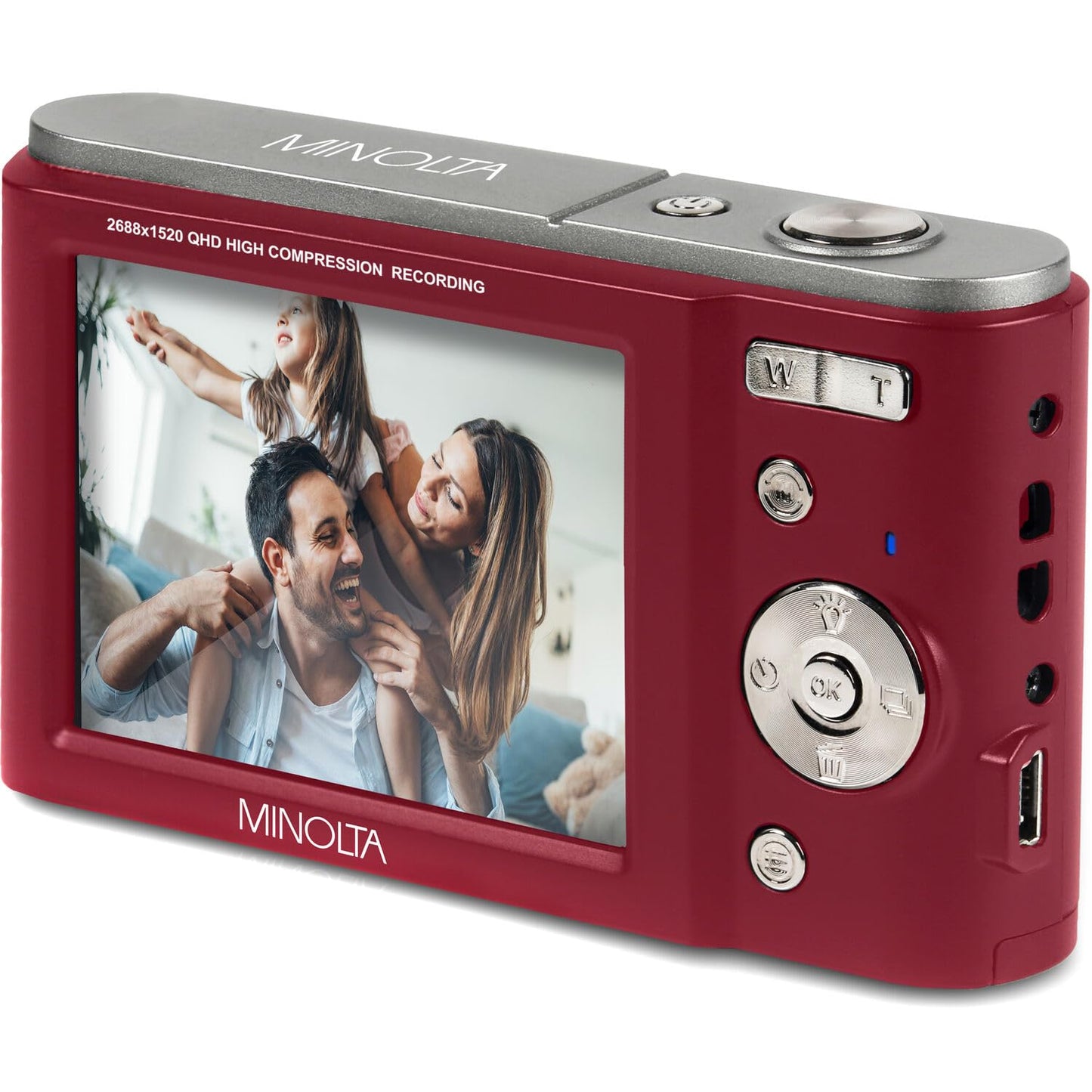 Minolta MND20 44 MP / 2.7K Quad HD Digital Camera (Red)