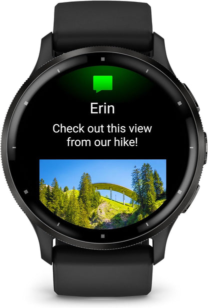 (Open Box) Garmin Venu 3 Smartwatch - Slate Stainless Steel Bezel with Black Case and Silicone Band
