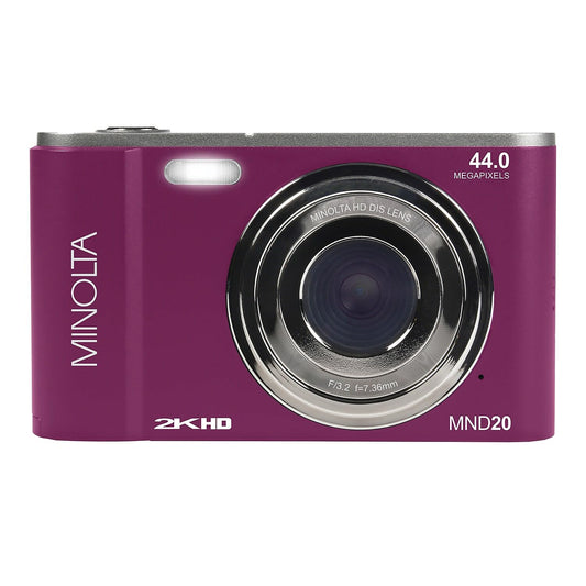 Minolta MND20 44 MP / 2.7K Quad HD Digital Camera (Magenta)
