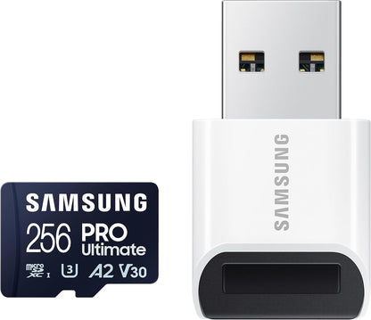 Samsung PRO Ultimate microSD Memory Card+ USB 3.0 Reader, 256GB microSDXC - MB-MY256SB/AM