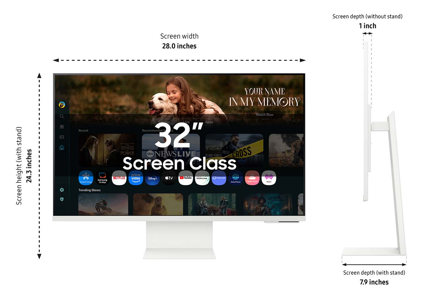 Samsung 32-in Smart Monitor M8 M80F 4K Samsung Vision AI - White - LS32FM803UNXZA