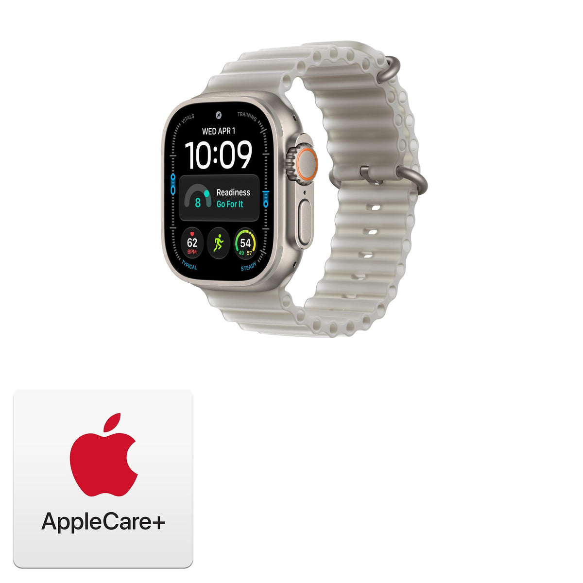 Apple Watch Ultra 4 GPS + Cellular 49mm Natural Titanium with Translucent Gray Ocean Band - MJAD4LS/A - Bundle w AppleCare+