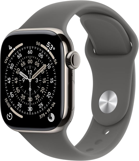 Apple Watch Series 11 GPS + Cellular 42mm Natural Titanium Case with Stone Gray Sport Band - S/M - MF8M4LW/A - (Fall 2025)