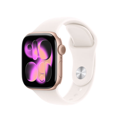 Apple Watch Series 11 GPS + Cellular 42mm Rose Gold Aluminum Case with Light Blush Sport Band - S/M - MF8E4LW/A - (Fall 2025)