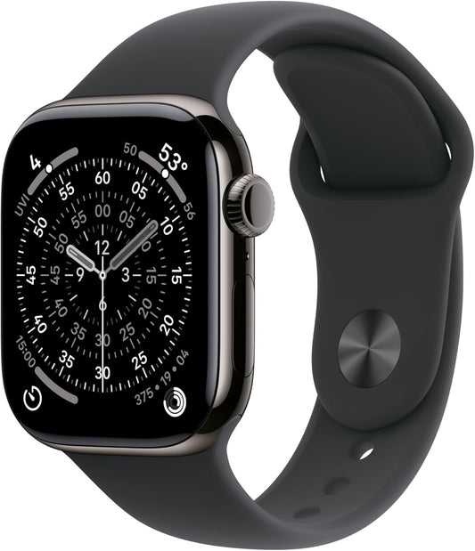 Apple Watch Series 11 GPS + Cellular 42mm Slate Titanium Case with Black Sport Band - S/M - MF8R4LW/A - (Fall 2025)