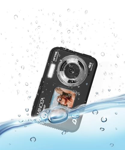 Minolta MN50WP Duo 48 MP Autofocus / 5K Ultra HD Waterproof Digital Camera w/ Dual LCD (Black)