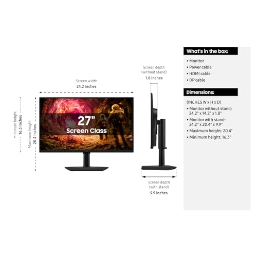 (Open Box) Samsung 27-in QHD, IPS, 180Hz, 1ms, G-Sync - LS27FG502ENXZA