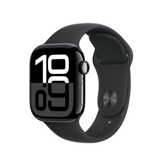 (Open Box) Apple Watch Series 10 GPS 42mm Jet Black Aluminum Case with Black Sport Band - S/M - MWWE3LW/A (2024)