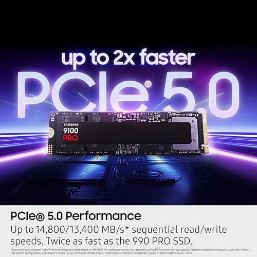 Samsung 8TB 9100 Pro Internal SSD Drive, PCIe 5.0 x4, NVMe 2.0 - MZ-VAP8T0B/AM