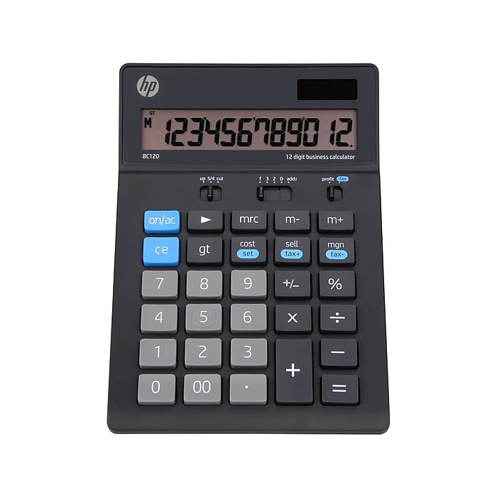 HP BC120 12-Digit Battery/Solar Basic Calculator - 91074U