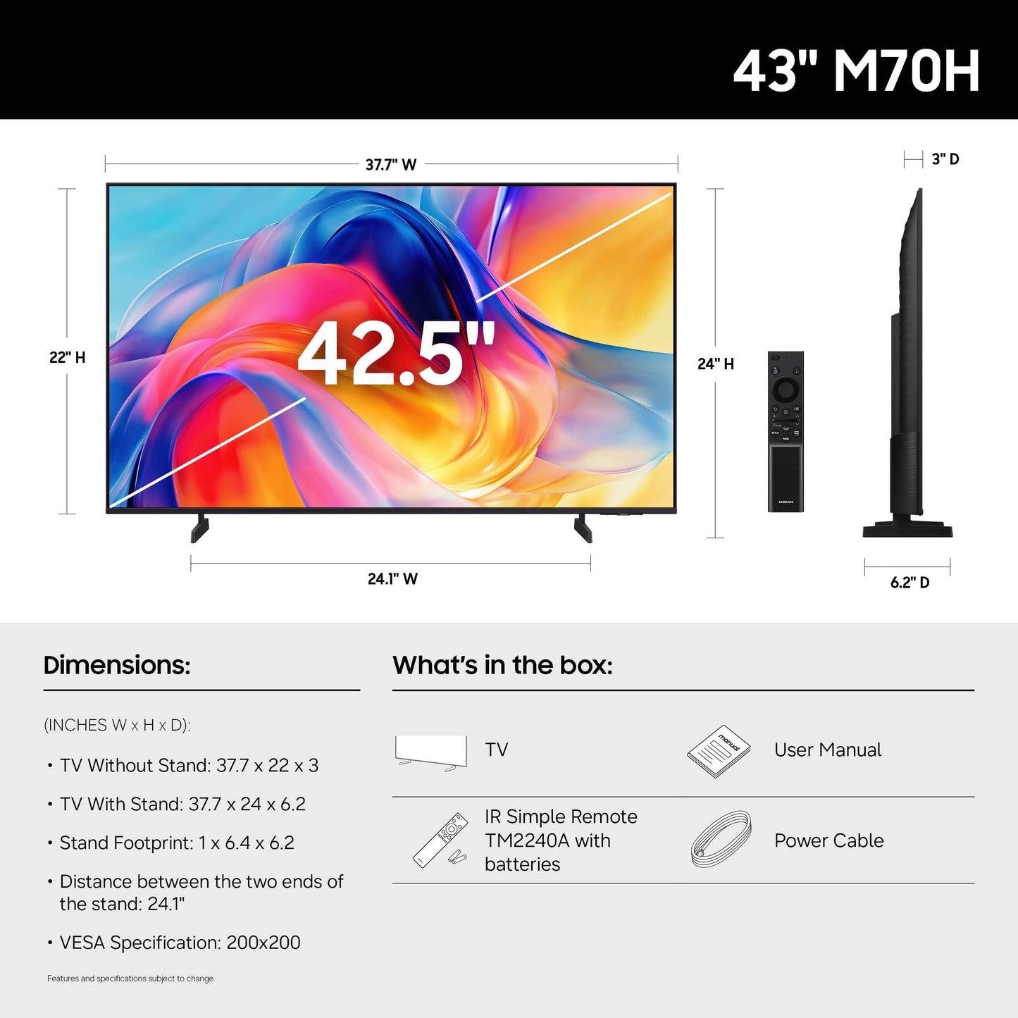 Samsung M70H 43-in LED TV - UN43M70HAFXZA (2026)