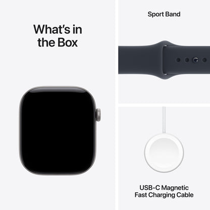 Apple Watch Series 12 GPS 46mm Space Gray Aluminum Case with Navy Blue Sport Band - M/L - MJEJ4LS/A (2026)
