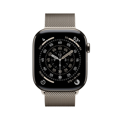 (Open Box) Apple Watch Series 11 GPS + Cellular 46mm Natural Titanium Case with Natural Milanese Loop - M/L - MFD04LW/A - (Fall 2025)