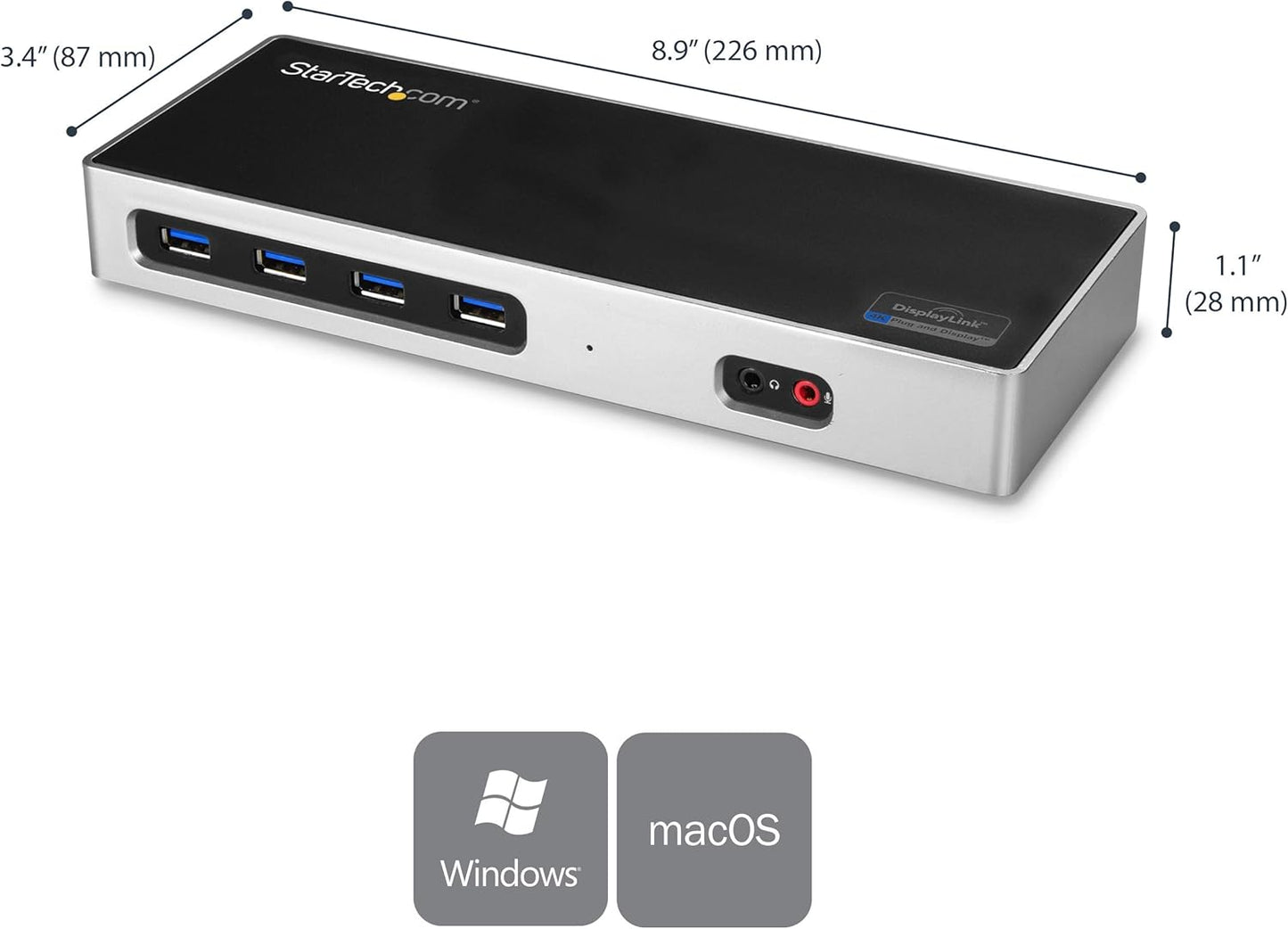 StarTech.com USB-C & USB-A Dock - Dual Monitor 4K 60Hz Dock DisplayPort, HDMI