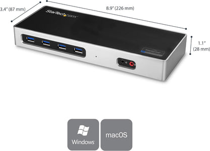 StarTech.com USB-C & USB-A Dock - Dual Monitor 4K 60Hz Dock DisplayPort, HDMI
