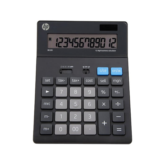 HP BC220 12-Digit Battery/Solar Basic Calculator - 91075R