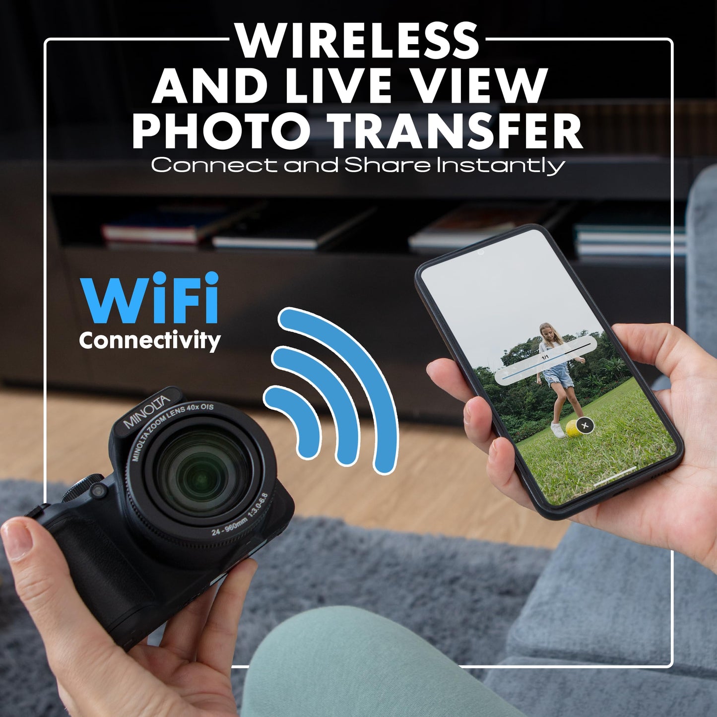 Minolta MN40Z 20 MP / 1080P FHD Bridge Digital Camera w/40x Optical Zoom (Blue)