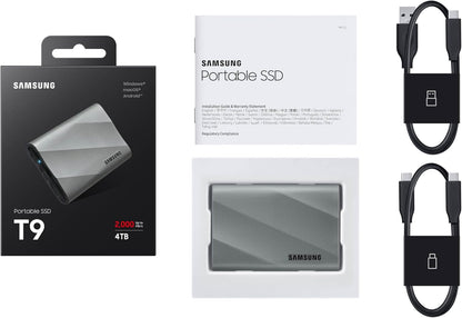 Samsung 2TB T9 Portable SSD Drive - MU-PK2T0G/WW - Gray