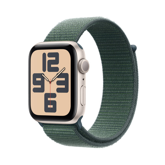 Apple Watch SE GPS 44mm Starlight Aluminum Case with Lake Green Sport Loop - MXEW3LL/A (2024)