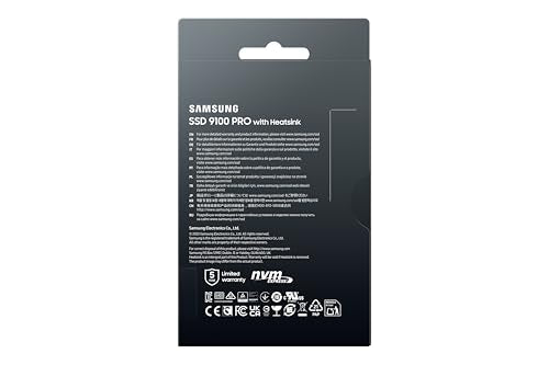 Samsung 4TB 9100 Pro with Heatsink Internal SSD Drive, PCIe 5.0 x4, NVMe 2.0 - MZ-VAP4T0CW
