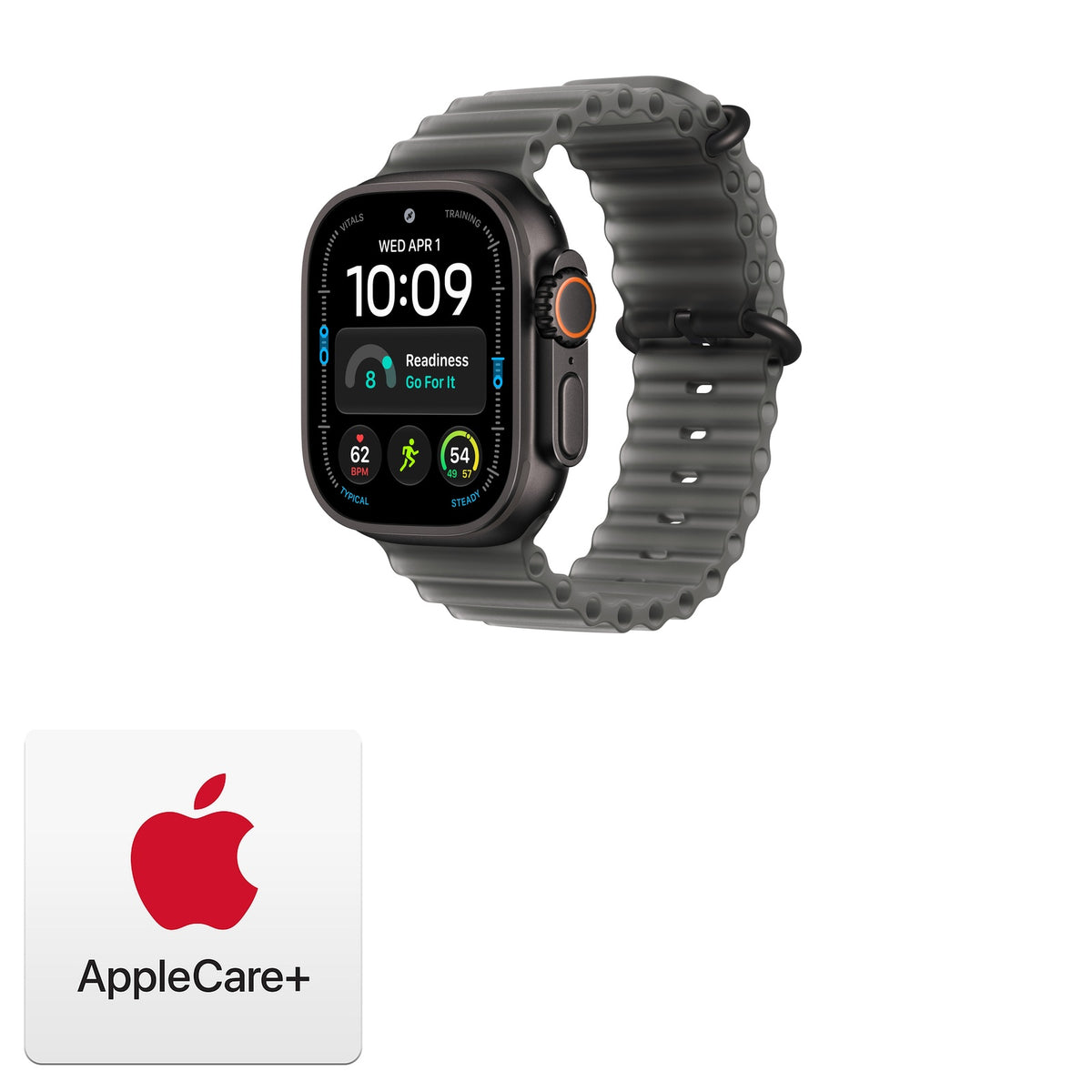 Apple Watch Ultra 4 GPS + Cellular 49mm Black Titanium with Translucent Black Ocean Band - MJAY4LS/A - Bundle w AppleCare+