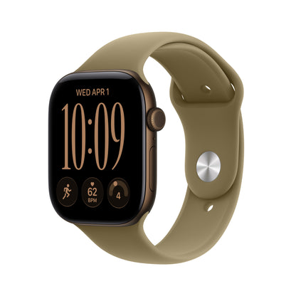 Apple Watch Series 12 GPS + Cellular 46mm Dark Bronze Aluminum Case with Olive Sport Band - S/M - MJGD4LS/A (2026)