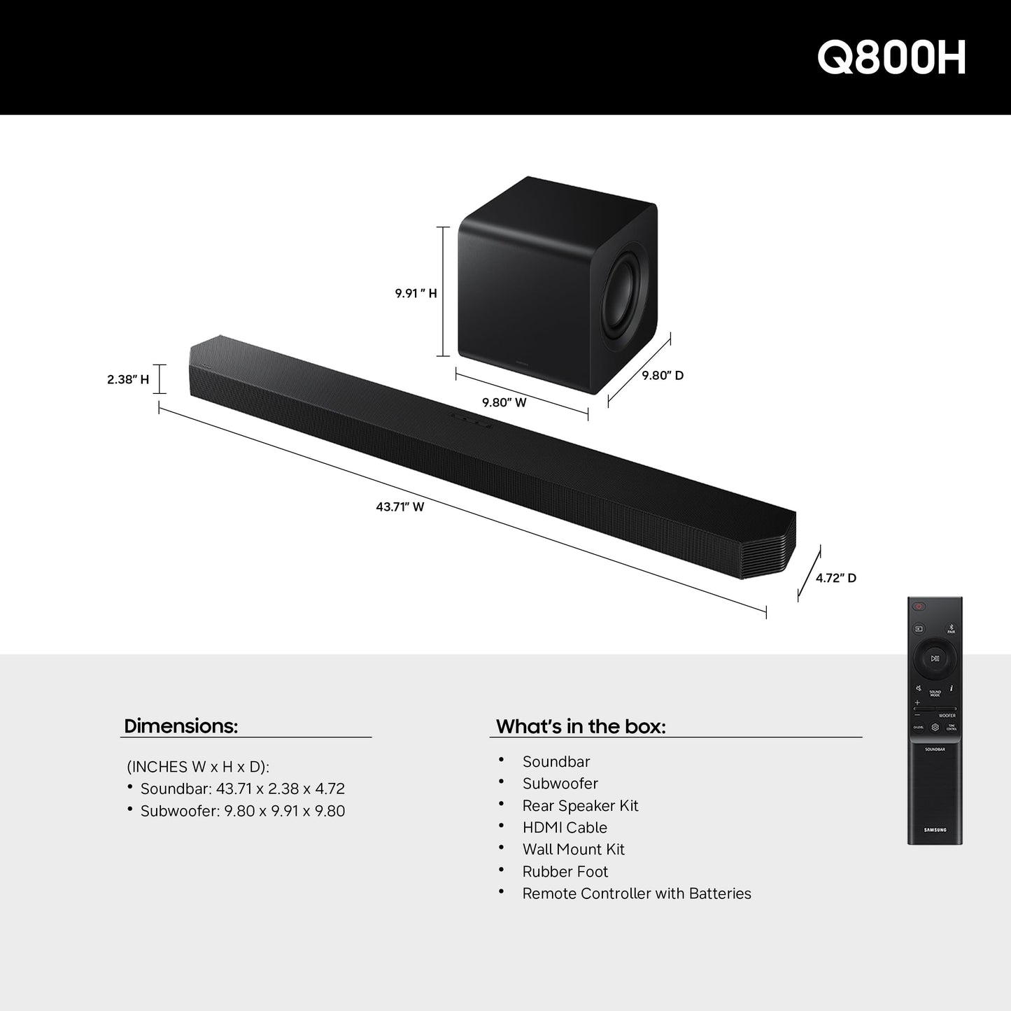 Samsung HW-Q800H Soundbar 5.1.2ch w Wireless Subwoofer (2026)