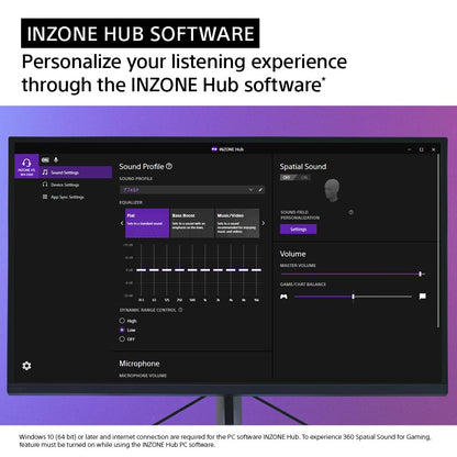 Sony INZONE H5 Wireless Gaming Headset, 360 Spatial Sound, WH-G500 - Black