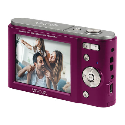 Minolta MND20 44 MP / 2.7K Quad HD Digital Camera (Magenta)