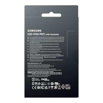 Samsung 8TB 9100 Pro with Heatsink Internal SSD Drive, PCIe 5.0 x4, NVMe 2.0 - MZ-VAP8T0CW