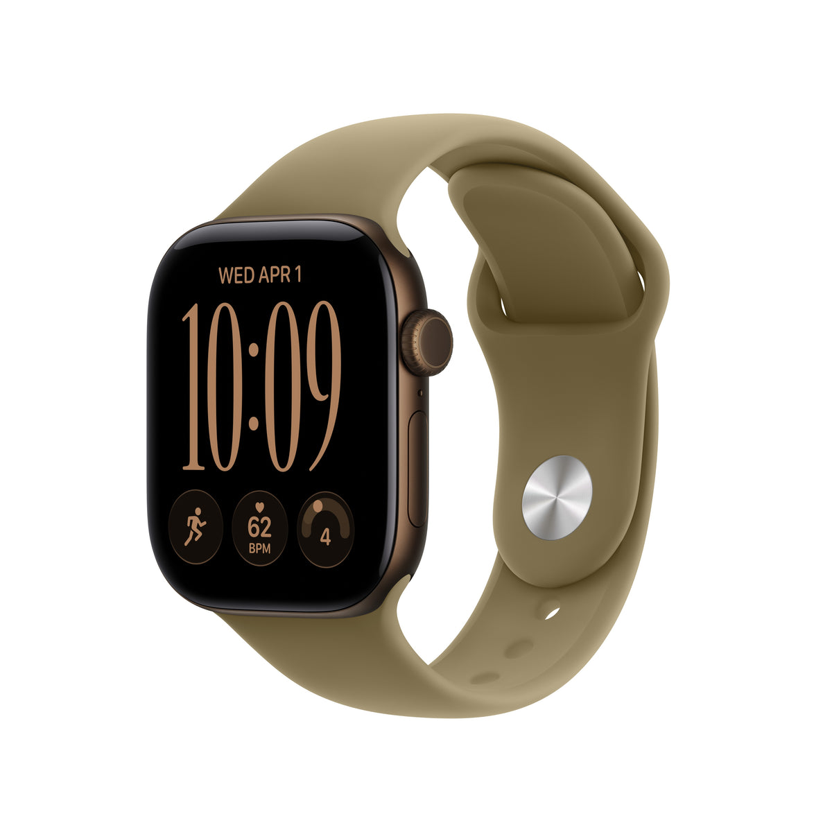 Apple Watch Series 12 GPS 42mm Dark Bronze Aluminum Case with Olive Sport Band - S/M - MJEF4LS/A (2026)