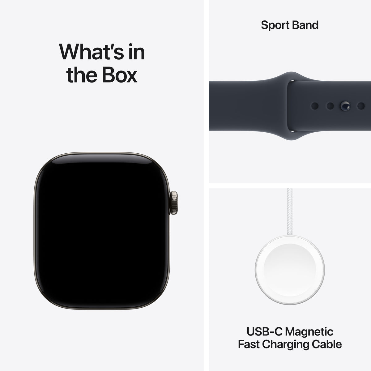 Apple Watch Series 12 GPS + Cellular 46mm Natural Titanium Case with Navy Blue Sport Band - S/M - MJGM4LS/A (2026)