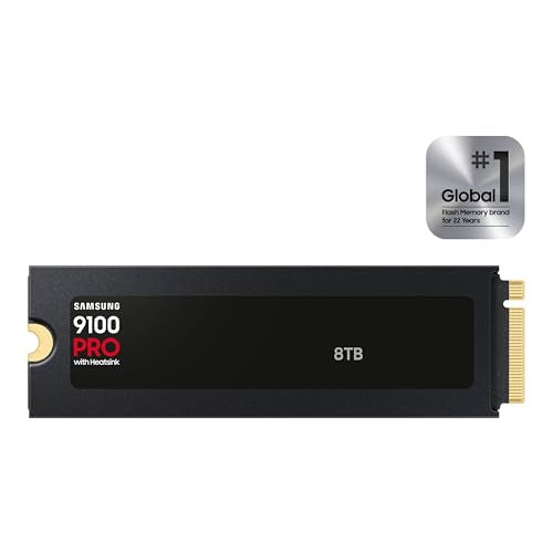 Samsung 8TB 9100 Pro with Heatsink Internal SSD Drive, PCIe 5.0 x4, NVMe 2.0 - MZ-VAP8T0CW
