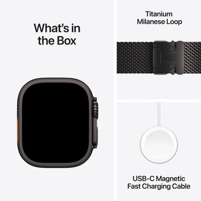 Apple Watch Ultra 4 GPS + Cellular 49mm Black Titanium Case with Black Titanium Milanese Loop - S - MJAU4LS/A (2026)