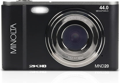 Minolta MND20 44 MP / 2.7K Quad HD Digital Camera (Black)