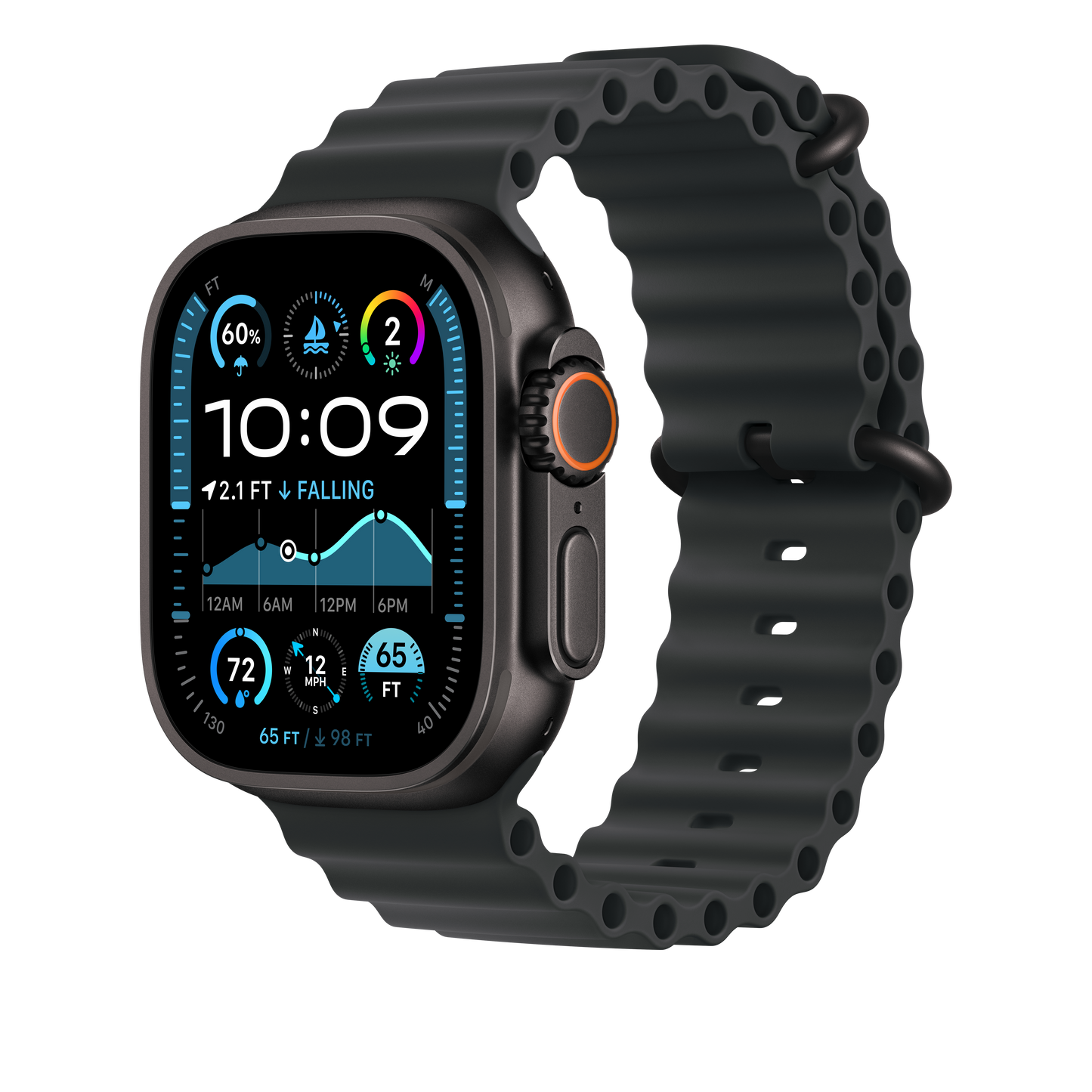 (Open Box) Apple 49mm Black Ocean Band - Black Titanium Finish - MYPD3AM/A (2024)
